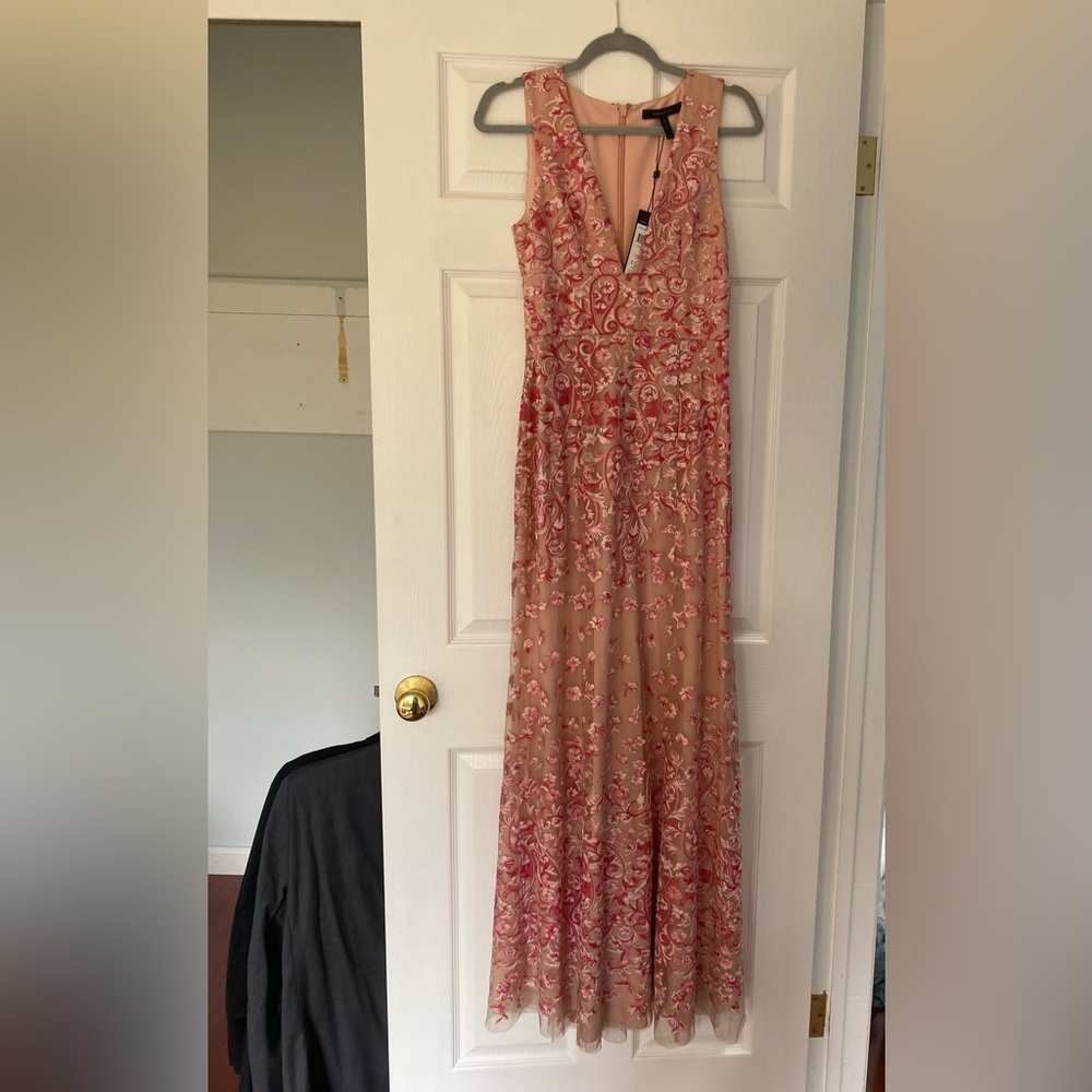BCBG MaxAzria Pink Floral Embroidered Gown- NWT